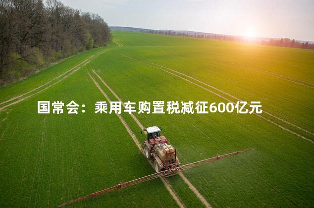 国常会：乘用车购置税减征600亿元 确保运行在合理区间